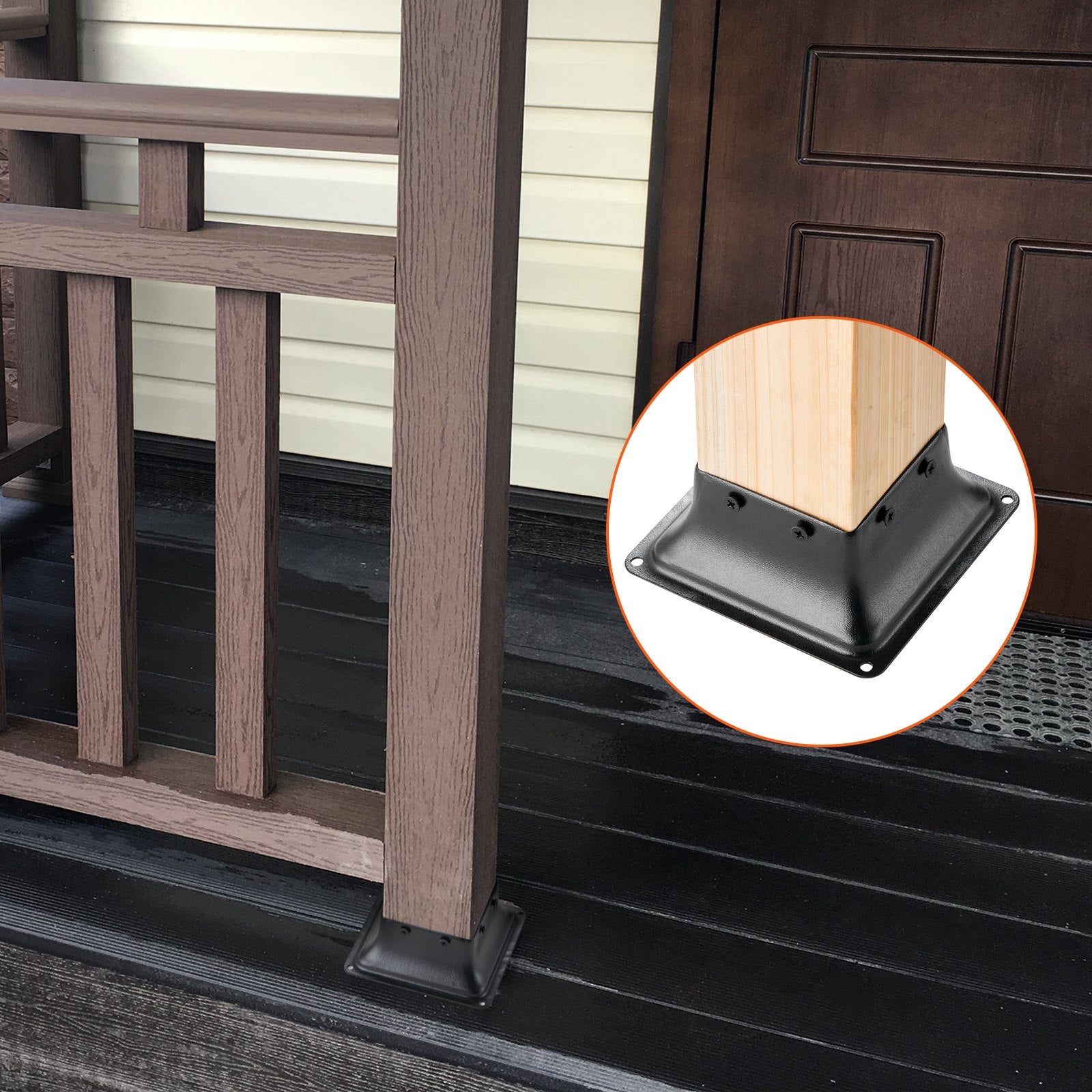 Canopies & Gazebos: VEVOR 101.6x101.6mm Post Base 20Pcs, Internal 91x91mm Heavy Duty Powder-Coated Steel Post Bracket Fit for Standard Wood Post Anchor, Decking Post Base for Deck Porch Handrail Railing Support