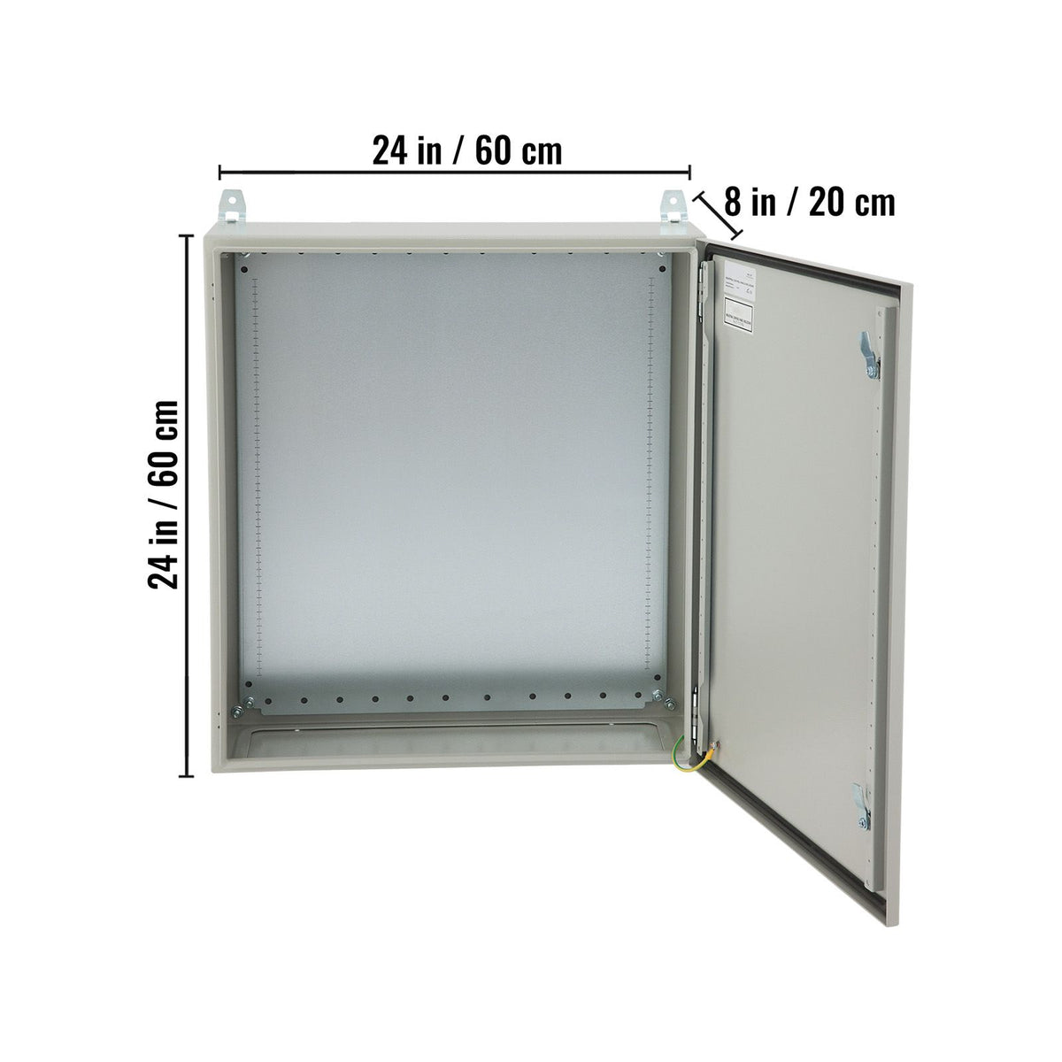 Electrical Enclosure, 24\'\' x 24\'\' x 8\'\', UL Certified NEMA 4 Outdoor Enclosure, IP65 Waterproof & Dustproof Cold-Rolled Carbon Steel Hinged Junction Box for Outdoor Indoor Use, with Rain H