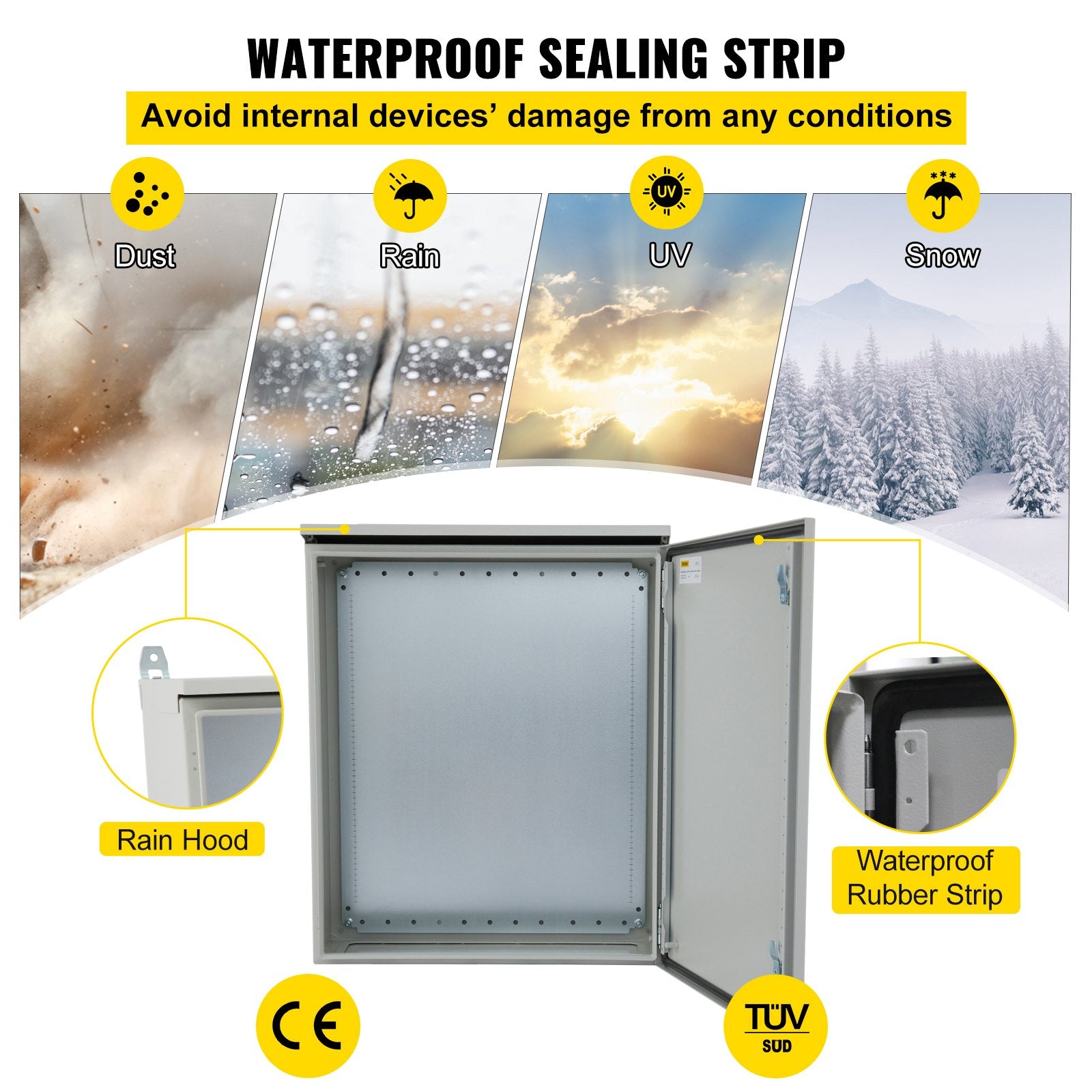 Automotive Repair & Speciality Tools: VEVOR Electrical Steel Enclosure Box NEMA 4 Outdoor Enclosure 24 x 24 x 12'' UL