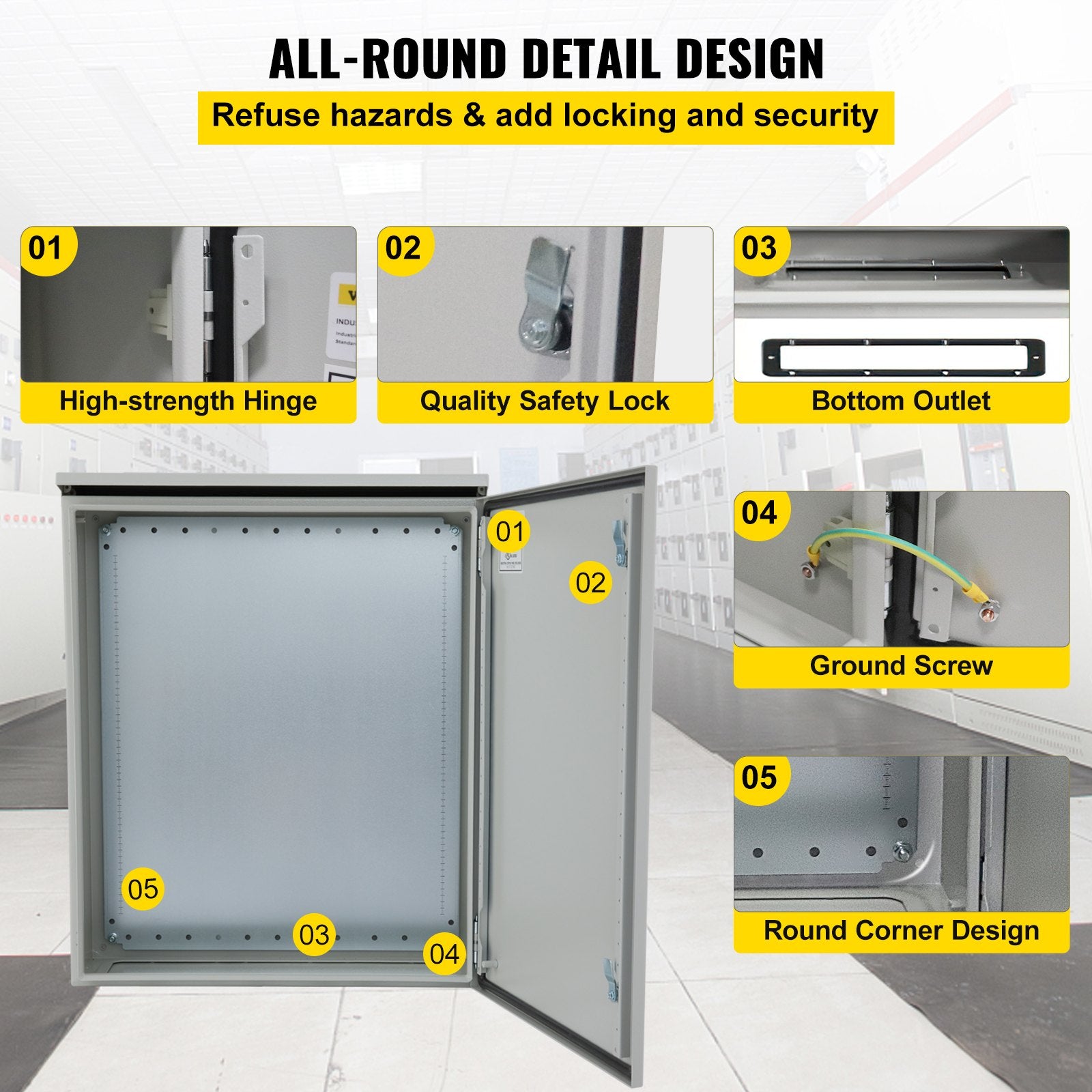 Automotive Repair & Speciality Tools: VEVOR Electrical Steel Enclosure Box NEMA 4 Outdoor Enclosure 24 x 24 x 12'' UL