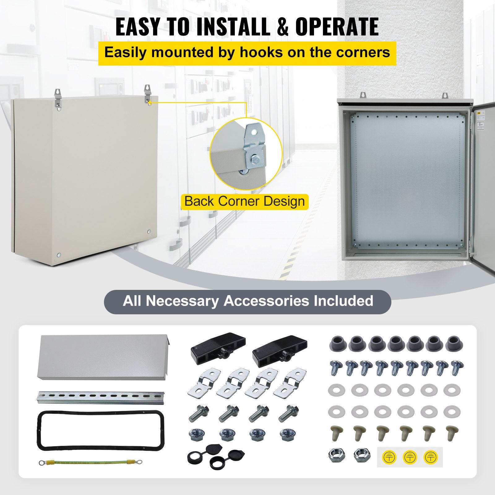 Automotive Repair & Speciality Tools: VEVOR Electrical Steel Enclosure Box NEMA 4 Outdoor Enclosure 24 x 24 x 12'' UL