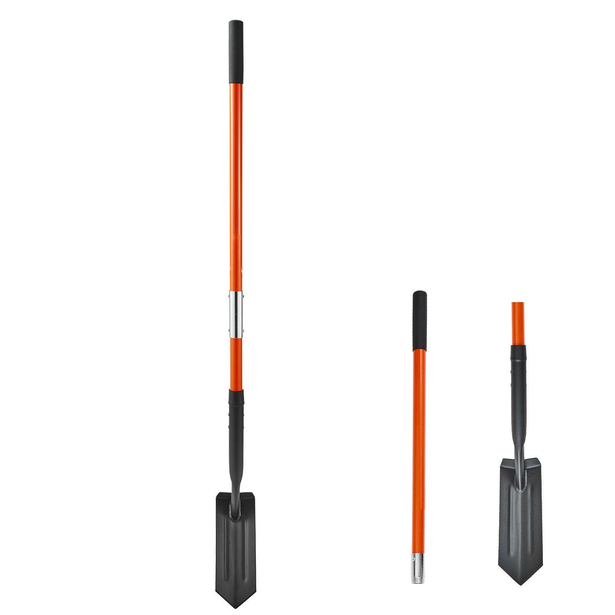 Trench Shovel, 10.4 cm Blade Heavy-Duty Trenching Shovel, Narrow Spade Trench Digger with Fiberglass Handle and Non-Slip Grip, for Gardening, Digging Holes, Trenching, and Planting, 142.5 cm