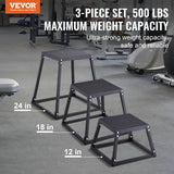 Basketball & Basketball Accessories: VEVOR Plyometric Jump Boxes, 12/18/24 Inch Plyo Box, Platform and Jumping Agility Box, Anti-Slip Fitness Exercise Step Up Box Set for Home Gym Training, Conditioning Strength Training, Black