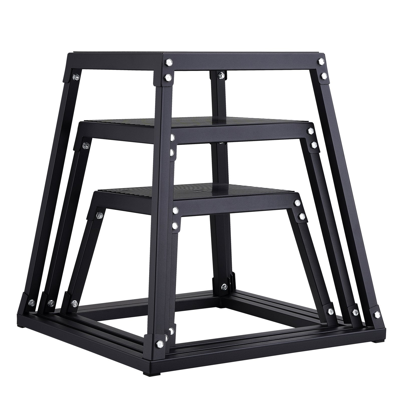Plyometric Jump Boxes, 12/18/24 Inch Plyo Box, Platform and Jumping Agility Box, Anti-Slip Fitness Exercise Step Up Box Set for Home Gym Training, Conditioning Strength Training, Black