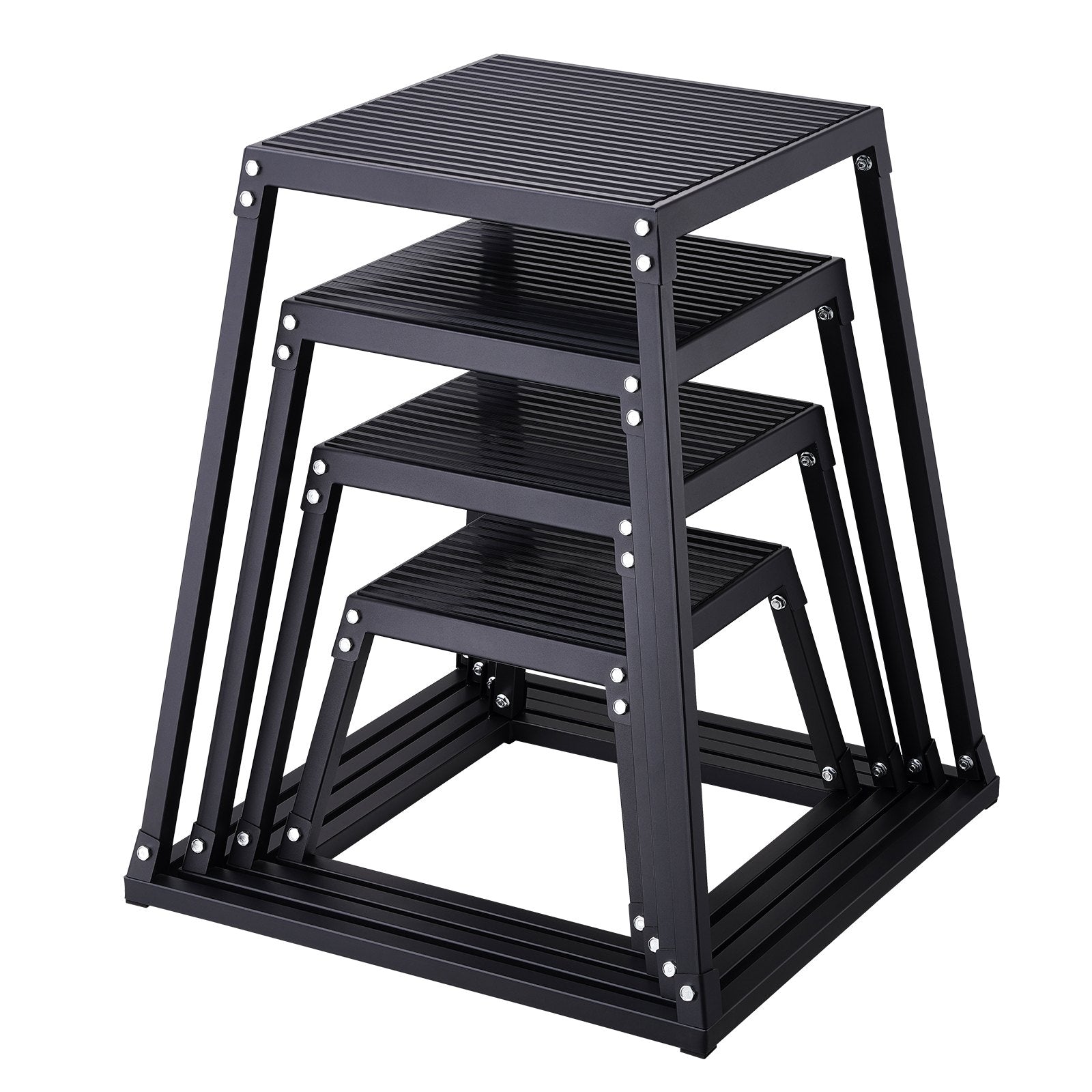 Plyometric Jump Boxes, 12/18/24/30 Inch Plyo Box, Platform and Jumping Agility Box, Anti-Slip Fitness Exercise Step Up Box Set for Home Gym Training, Conditioning Strength Training, Black