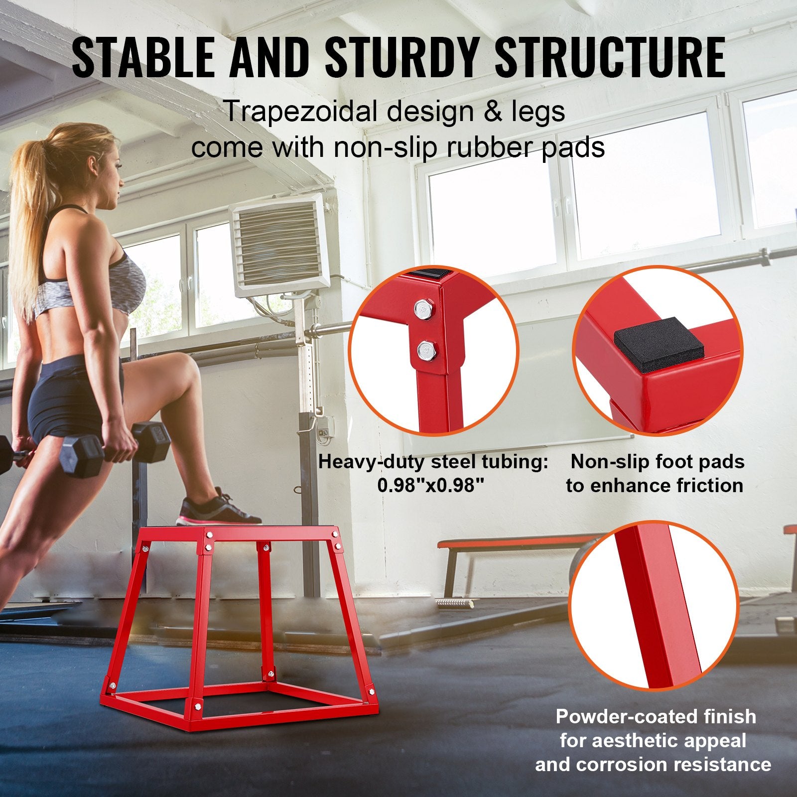Plyometric Jump Boxes, 12/18/24 Inch Plyo Box, Platform and Jumping Agility Box, Anti-Slip Fitness Exercise Step Up Box Set for Home Gym Training, Conditioning Strength Training, Red