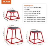 First Aid Kits: VEVOR Plyometric Jump Boxes, 12/18/24 Inch Plyo Box, Platform and Jumping Agility Box, Anti-Slip Fitness Exercise Step Up Box Set for Home Gym Training, Conditioning Strength Training, Red
