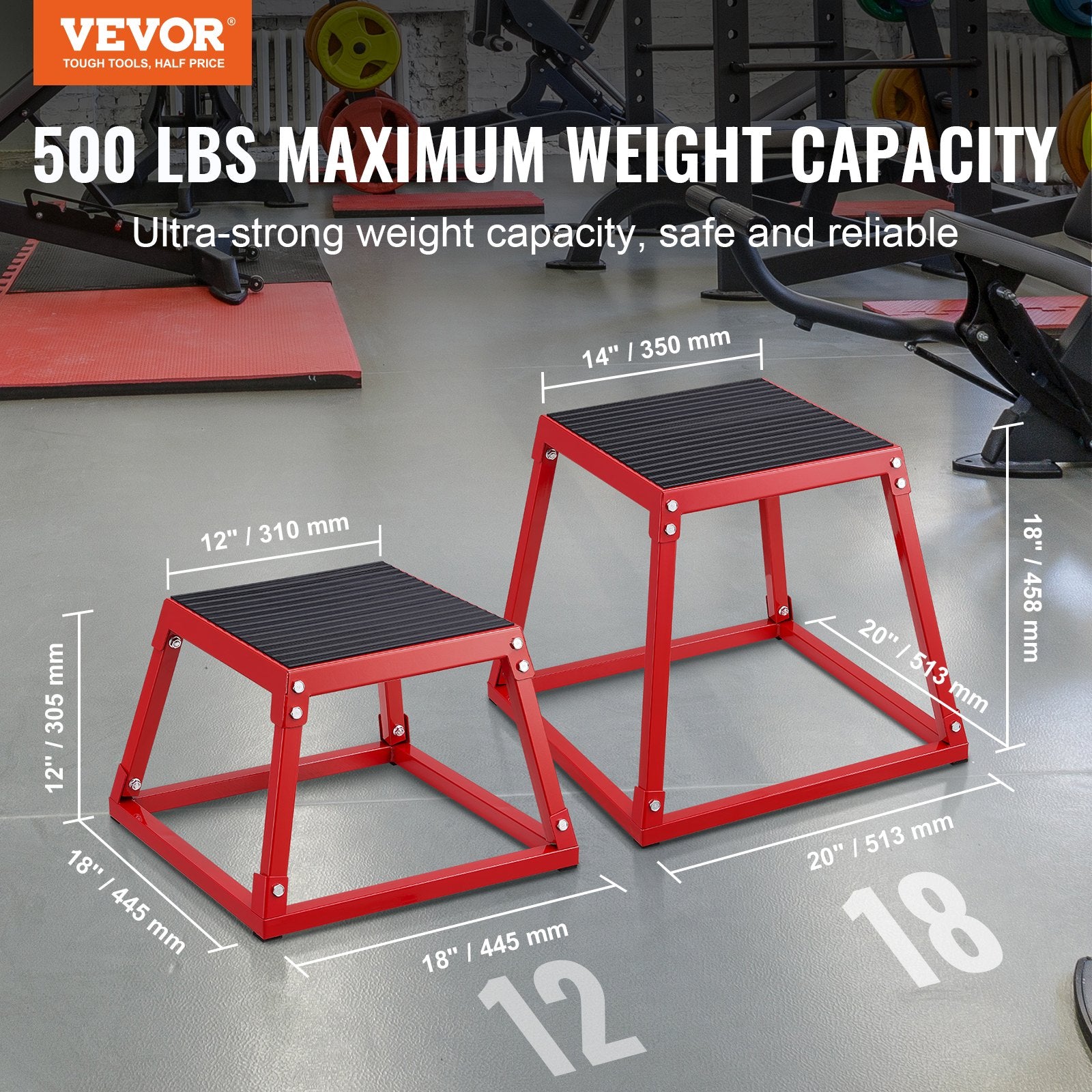 First Aid Kits: VEVOR Plyometric Jump Box, 12 Inch Plyo Box, Steel Plyometric Platform and Jumping Agility Box, Anti-Slip Fitness Exercise Step Up Box for Home Gym Training, Conditioning Strength Training, Red