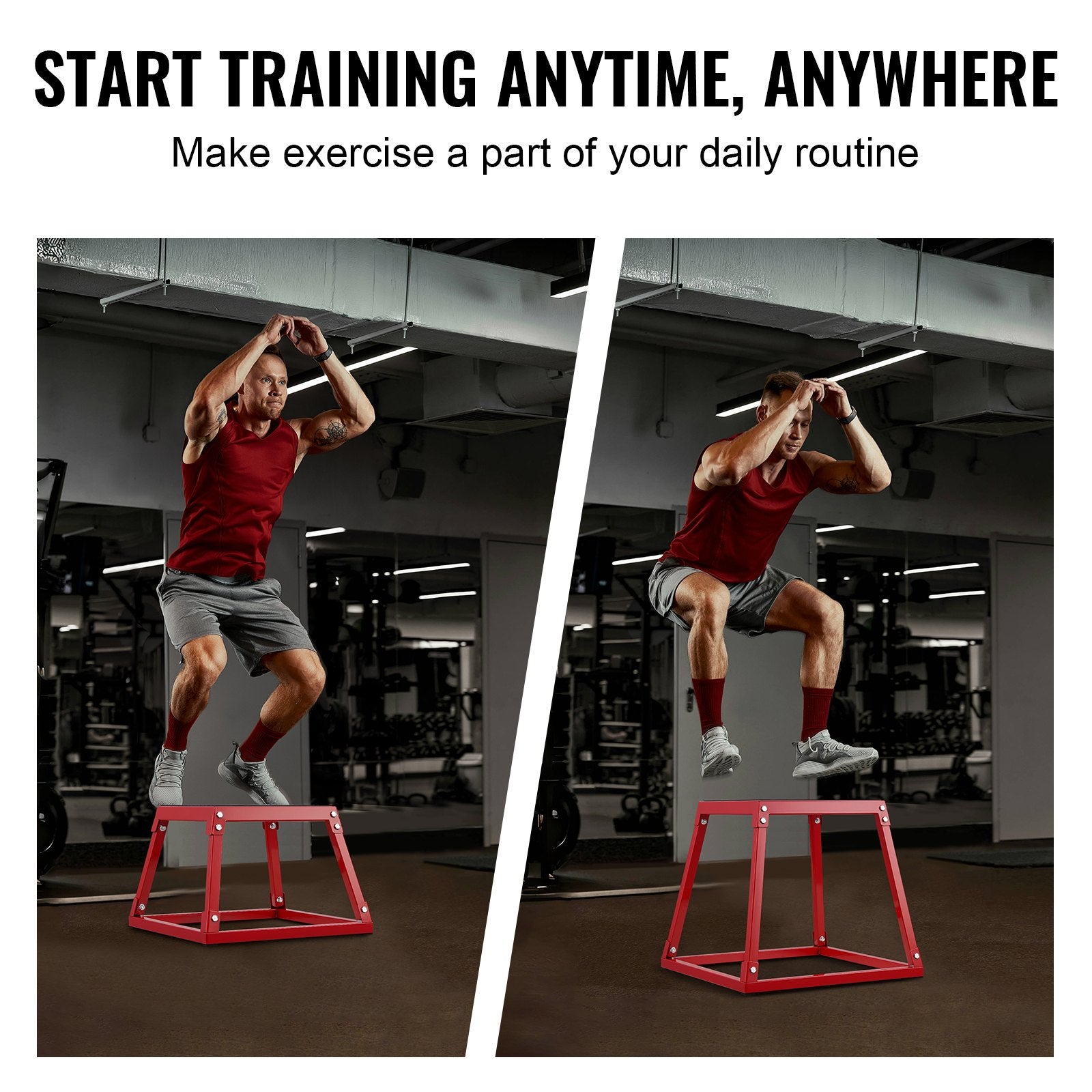 First Aid Kits: VEVOR Plyometric Jump Box, 12 Inch Plyo Box, Steel Plyometric Platform and Jumping Agility Box, Anti-Slip Fitness Exercise Step Up Box for Home Gym Training, Conditioning Strength Training, Red
