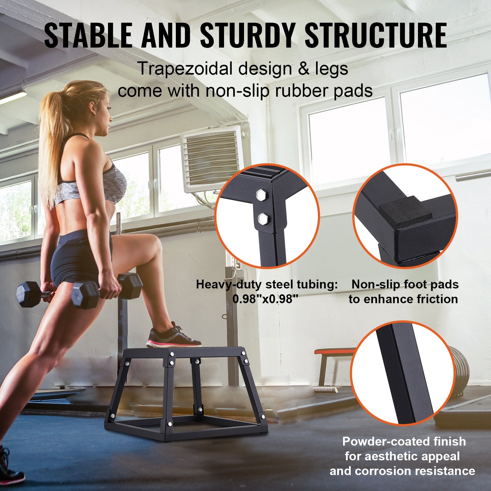 Automotive Repair & Speciality Tools: VEVOR Plyometric Jump Box, 12 Inch Plyo Box, Steel Plyometric Platform and Jumping Agility Box, Anti-Slip Fitness Exercise Step Up Box for Home Gym Training, Conditioning Strength Training, Black