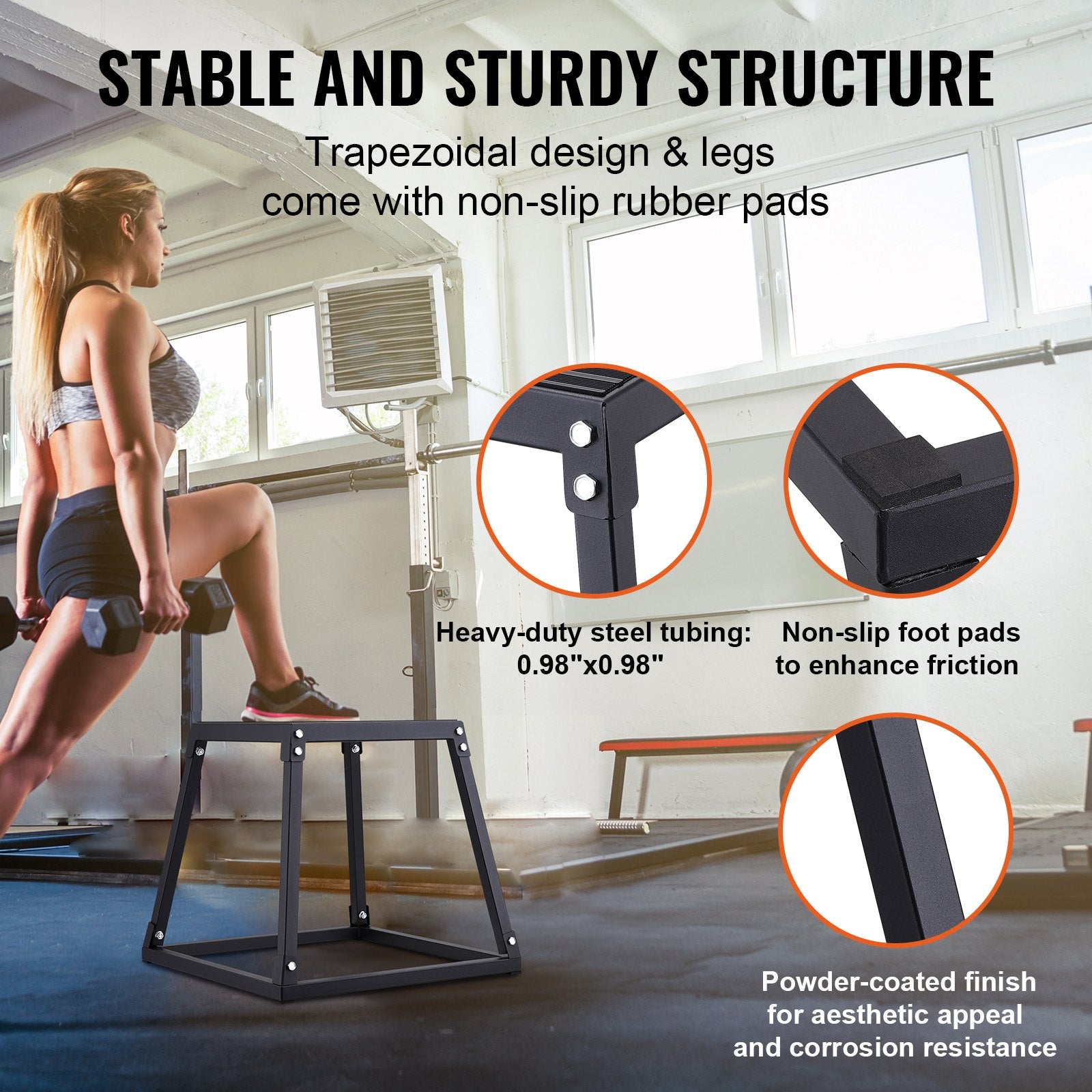 Automotive Repair & Speciality Tools: VEVOR Plyometric Jump Box, 18 Inch Plyo Box, Steel Plyometric Platform and Jumping Agility Box, Anti-Slip Fitness Exercise Step Up Box for Home Gym Training, Conditioning Strength Training, Black