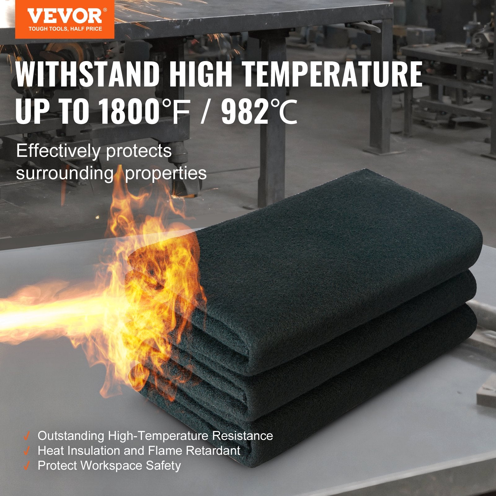 Wedding Favours: VEVOR Carbon Felt Welding Blanket 4 Pack, 37" x 36" Flame Retardant Welding Blanket, Up To 1800°F Heat Resistant Blanket Set, Cuttable Carbon Fiber Fire Retardant Insulation Welding Mat Pad