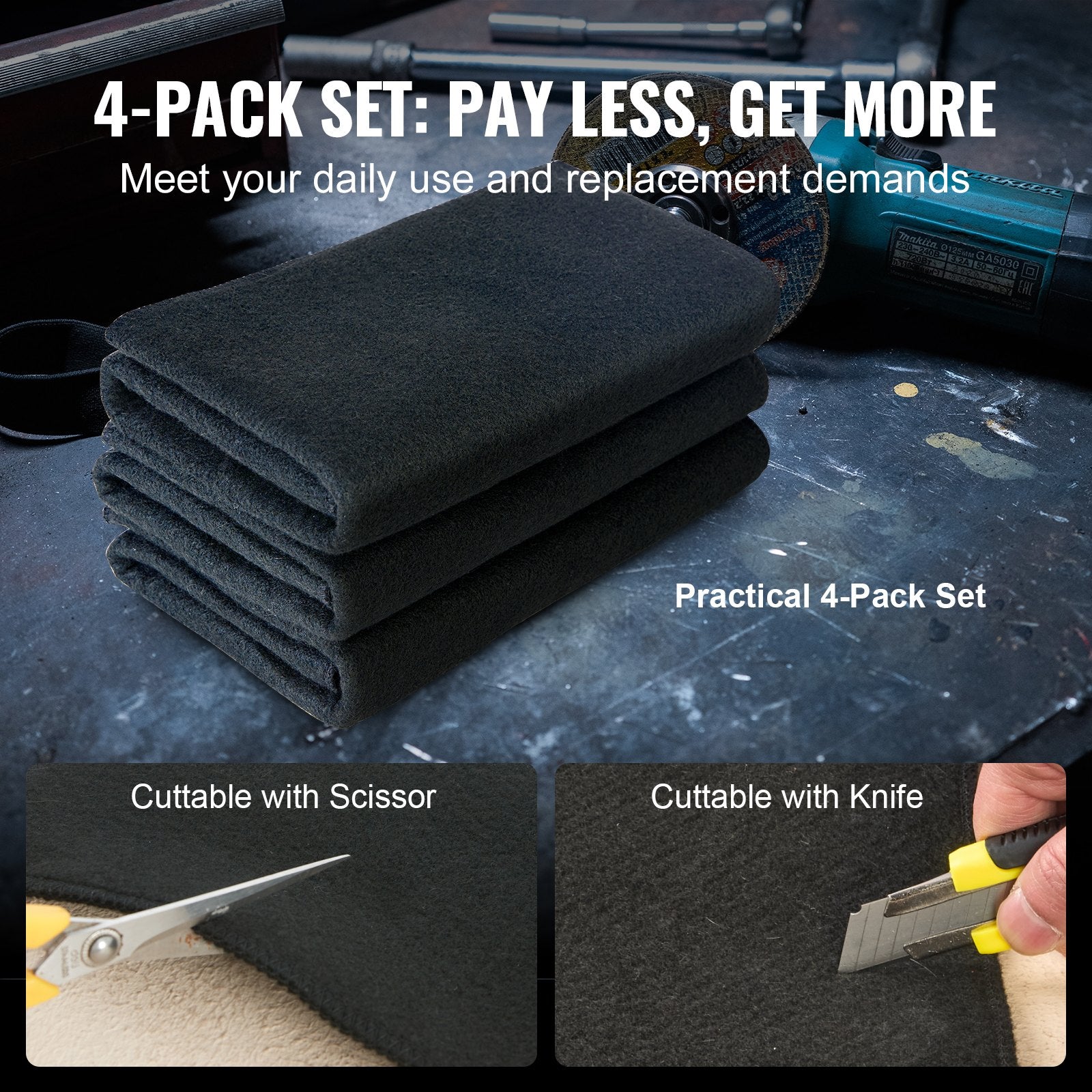 Wedding Favours: VEVOR Carbon Felt Welding Blanket 4 Pack, 37" x 36" Flame Retardant Welding Blanket, Up To 1800°F Heat Resistant Blanket Set, Cuttable Carbon Fiber Fire Retardant Insulation Welding Mat Pad