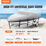 Boating Accessories: VEVOR Boat Cover 600D Waterproof 16-18.5 ft Boat Cover V-Hull Tri-Hull Runabout
