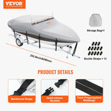Boating Accessories: VEVOR Boat Cover 600D Waterproof 17-19 ft Boat Cover V-Hull Tri-Hull Runabout
