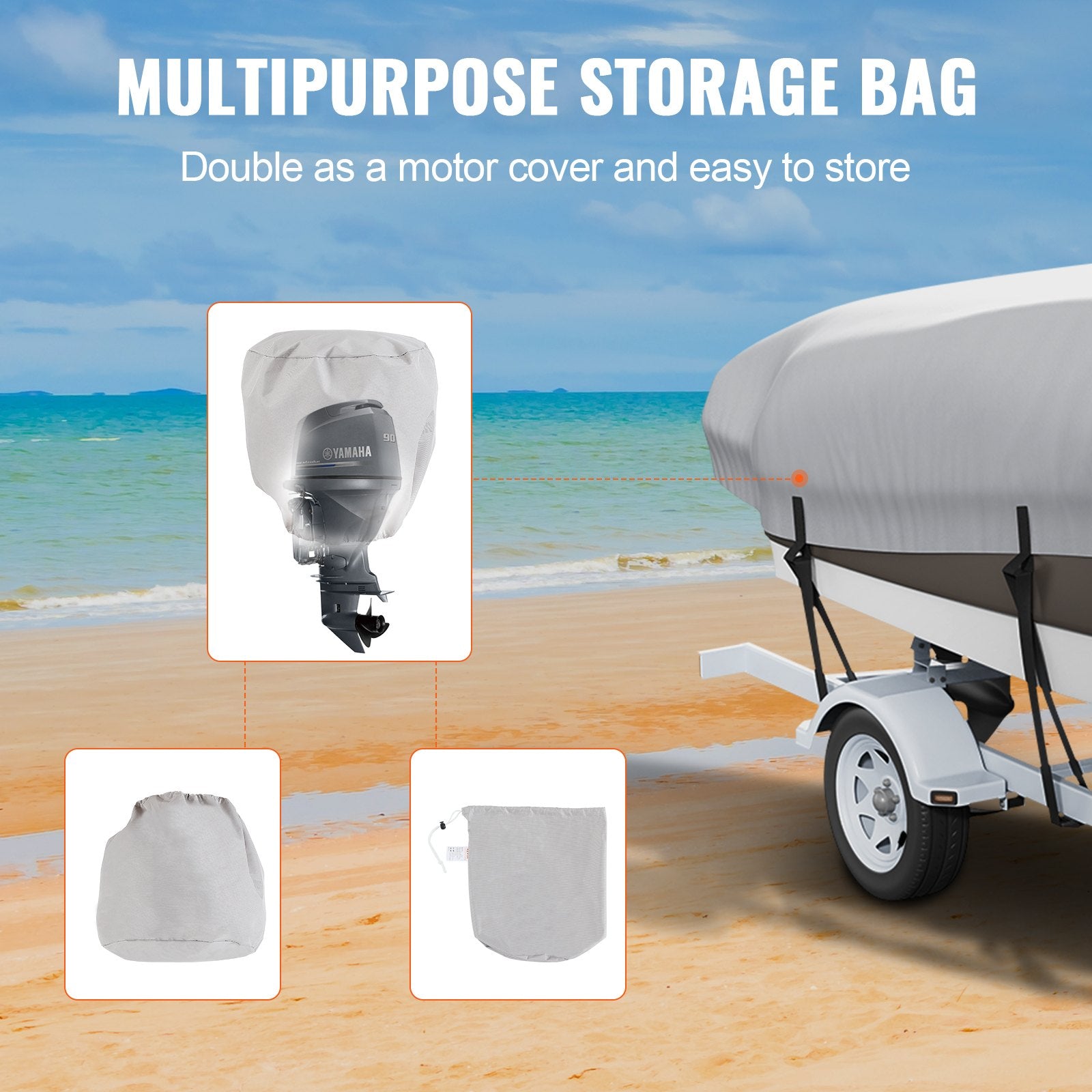 Boating Accessories: VEVOR Boat Cover 600D Waterproof 20-22 ft Boat Cover V-Hull Tri-Hull Runabout