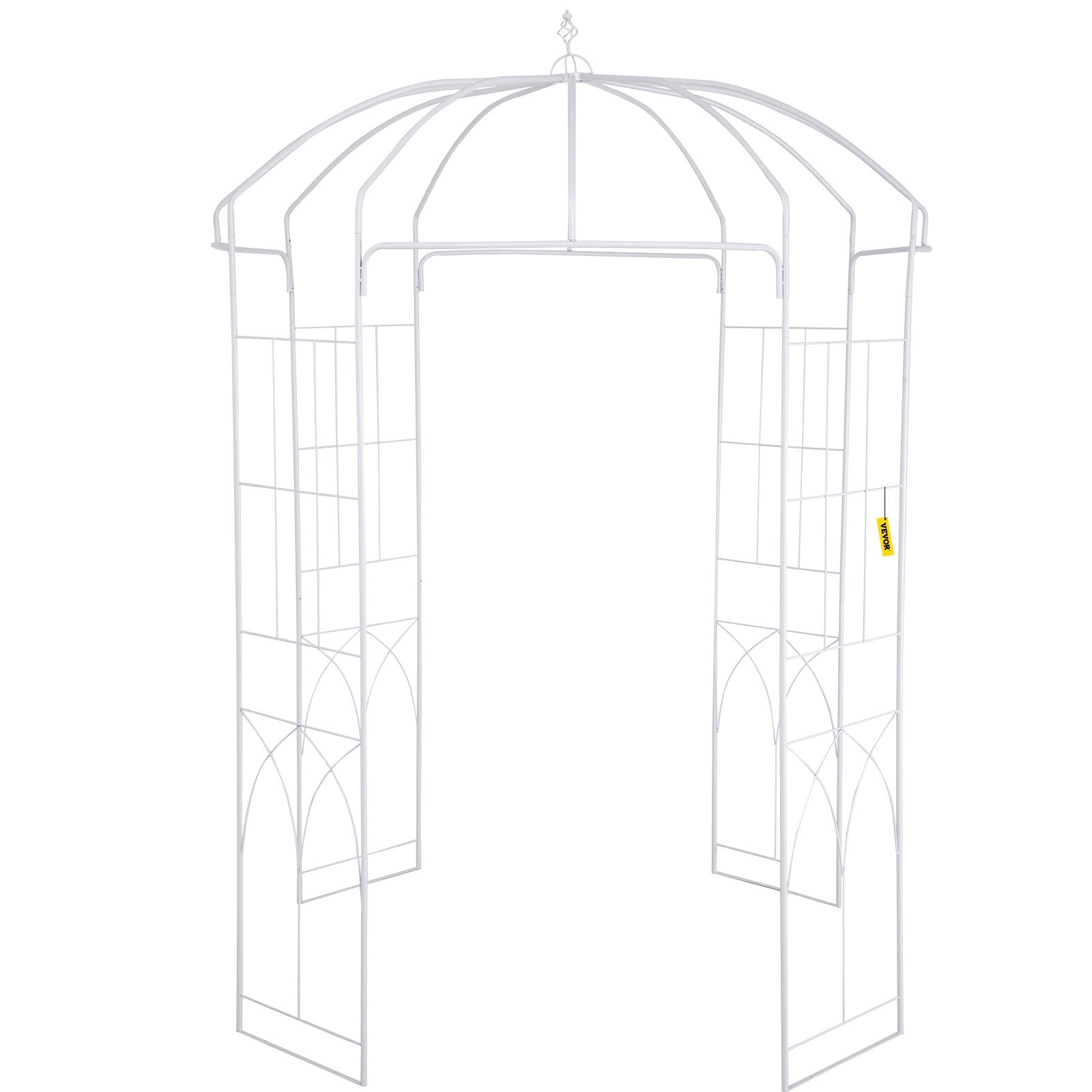 Birdcage Shape Garden Arbor, 9\' High x 6.6\' Wide, Heavy Duty Wrought Iron Arbor, Wedding Arch Trellis for Climbing Vines in Outdoor Garden, Lawn, Backyard, Patio, White