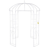 Garden Ornaments: VEVOR Birdcage Shape Garden Arbor, 9\' High x 6.6\' Wide, Heavy Duty Wrought Iron Arbor, Wedding Arch Trellis for Climbing Vines in Outdoor Garden, Lawn, Backyard, Patio, White