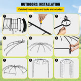 Garden Ornaments: VEVOR Birdcage Shape Garden Arbor, 2.44m High, 1.59m Wide, Heavy Duty Wrought Iron Arbor, Wedding Arch Trellis for Climbing Vines in Outdoor Garden, Backyard, Lawn, Patio, Black