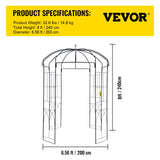 Garden Ornaments: VEVOR Birdcage Shape Garden Arbor, 2.44m High, 1.59m Wide, Heavy Duty Wrought Iron Arbor, Wedding Arch Trellis for Climbing Vines in Outdoor Garden, Backyard, Lawn, Patio, Black