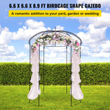 Canopies & Gazebos: VEVOR Birdcage Shape Garden Arbor, 9\' High x 6.6\' Wide, Heavy Duty Wrought Iron Arbor, Wedding Arch Trellis for Climbing Vines in Outdoor Garden, Lawn, Backyard, Patio, Black