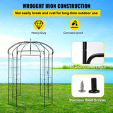 Canopies & Gazebos: VEVOR Birdcage Shape Garden Arbor, 9\' High x 6.6\' Wide, Heavy Duty Wrought Iron Arbor, Wedding Arch Trellis for Climbing Vines in Outdoor Garden, Lawn, Backyard, Patio, Black