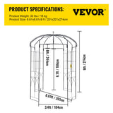 Canopies & Gazebos: VEVOR Birdcage Shape Garden Arbor, 9\' High x 6.6\' Wide, Heavy Duty Wrought Iron Arbor, Wedding Arch Trellis for Climbing Vines in Outdoor Garden, Lawn, Backyard, Patio, Black