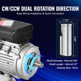Basketball & Basketball Accessories: VEVOR 0.75KW Electric Motor 1400 rpm, AC 220~240V 5.45A, 80, B3 Frame, Air Compressor Motor Single Phase, 19mm Keyed Shaft, CW/CCW Rotation for Agricultural Machinery and General Equipment