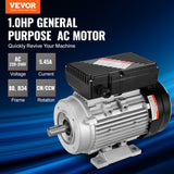 Basketball & Basketball Accessories: VEVOR 0.75KW Electric Motor 1400 rpm, AC 220~240V 5.45A, 80, B34 Frame, Air Compressor Motor Single Phase, 19mm Keyed Shaft, CW/CCW Rotation for Agricultural Machinery and General Equipment