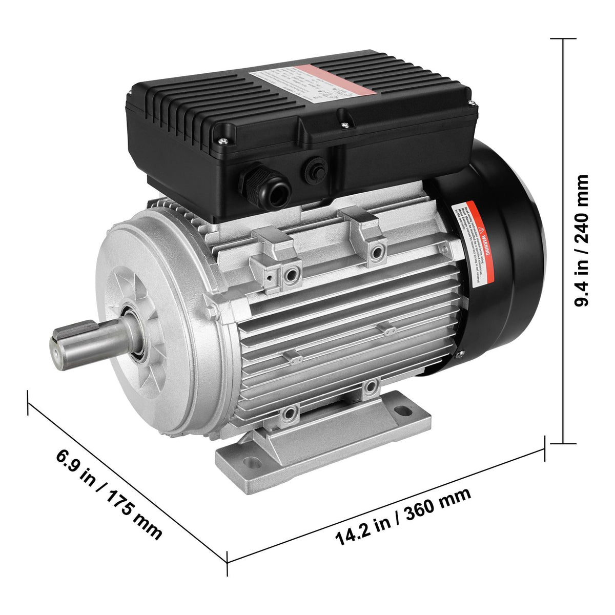 1.5KW Electric Motor 1400 rpm, AC 220~240V 9.85A, 90L, B3 Frame, Air Compressor Motor Single Phase, 24mm Keyed Shaft, CW/CCW Rotation for Agricultural Machinery and General Equipment