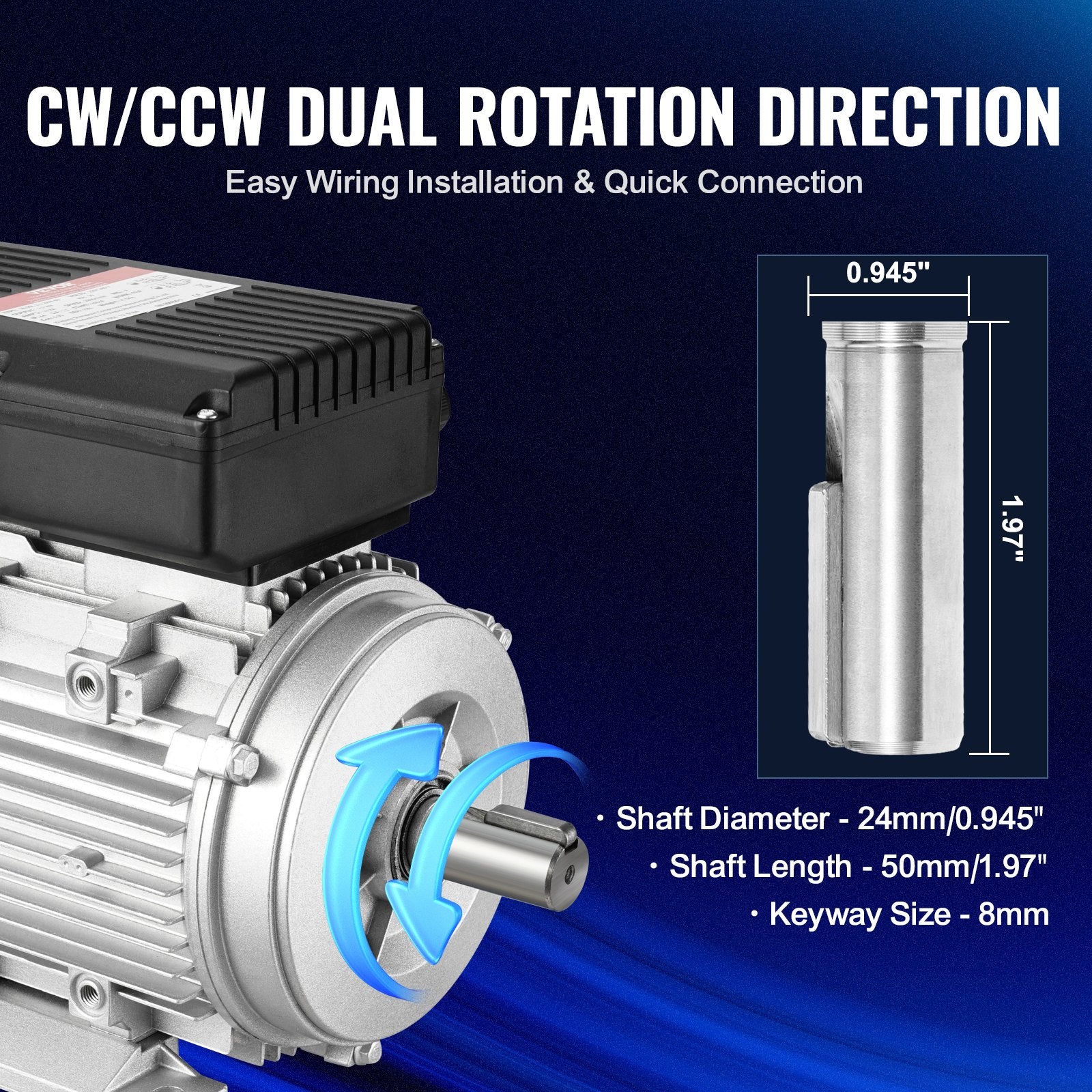 Basketball & Basketball Accessories: VEVOR 2.2KW Electric Motor 2800 rpm, AC 220~240V 13.8A, 90L, B3 Frame, Air Compressor Motor Single Phase, 24mm Keyed Shaft, CW/CCW Rotation for Agricultural Machinery and General Equipment