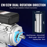 Basketball & Basketball Accessories: VEVOR 2.2KW Electric Motor 2800 rpm, AC 220~240V 13.8A, 90L, B3 Frame, Air Compressor Motor Single Phase, 24mm Keyed Shaft, CW/CCW Rotation for Agricultural Machinery and General Equipment