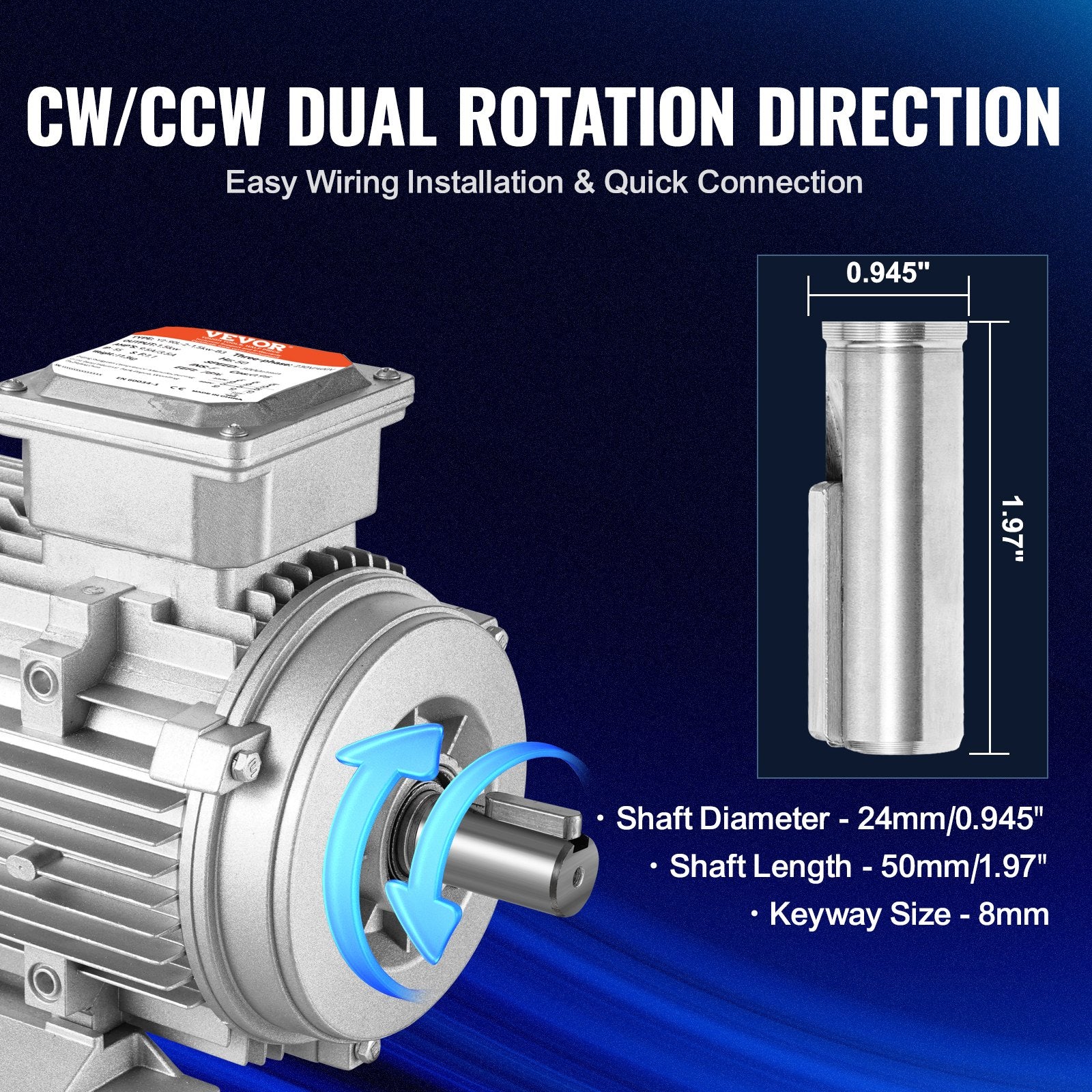 Basketball & Basketball Accessories: VEVOR 2.2KW Electric Motor 2890 rpm, AC 400V 4.7A, 90L, B3 Frame, Air Compressor Motor 3-Phase, 24mm Keyed Shaft, CW/CCW Rotation for Agricultural Machinery and General Equipment