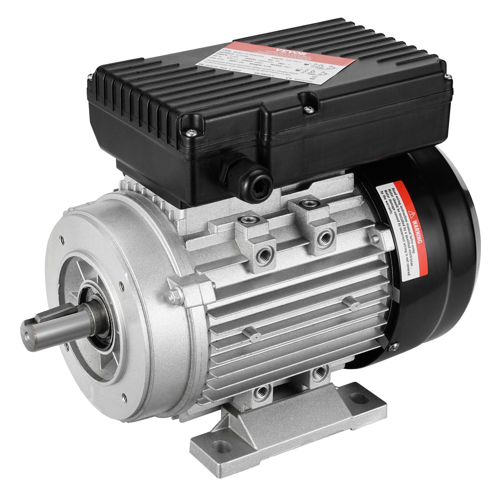 Generators: VEVOR 0.75KW Electric Motor 2850 rpm, AC 220~240V 5.15A, 80, B34 Frame, Air Compressor Motor Single Phase, 19mm Keyed Shaft, CW/CCW Rotation for Agricultural Machinery and General Equipment