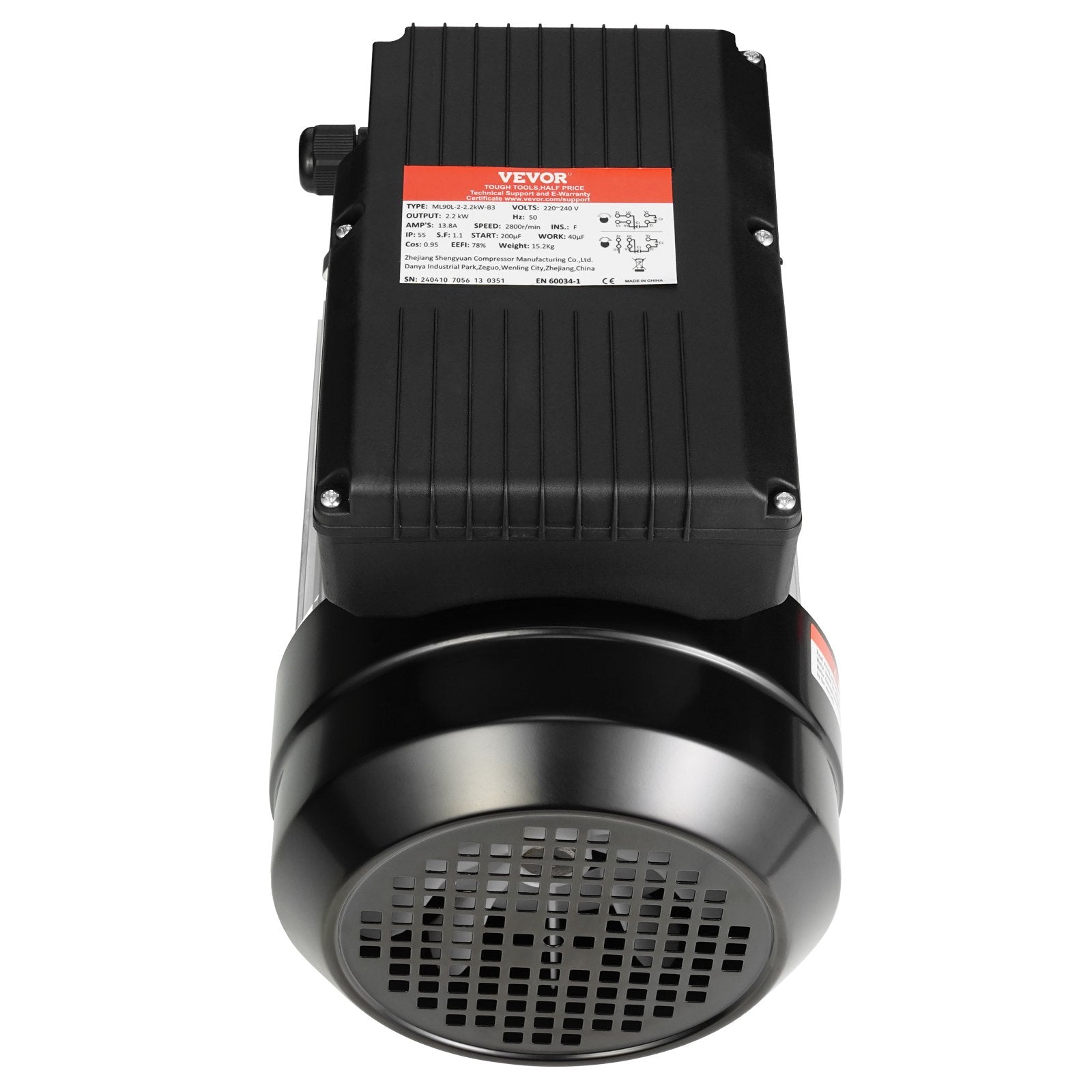 Basketball & Basketball Accessories: VEVOR 2.2KW Electric Motor 2800 rpm, AC 220~240V 13.8A, 90L, B3 Frame, Air Compressor Motor Single Phase, 24mm Keyed Shaft, CW/CCW Rotation for Agricultural Machinery and General Equipment