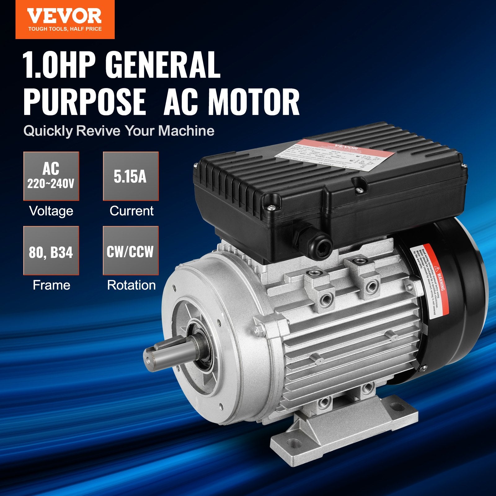 Basketball & Basketball Accessories: VEVOR 2.2KW Electric Motor 2800 rpm, AC 220~240V 13.8A, 90L, B3 Frame, Air Compressor Motor Single Phase, 24mm Keyed Shaft, CW/CCW Rotation for Agricultural Machinery and General Equipment