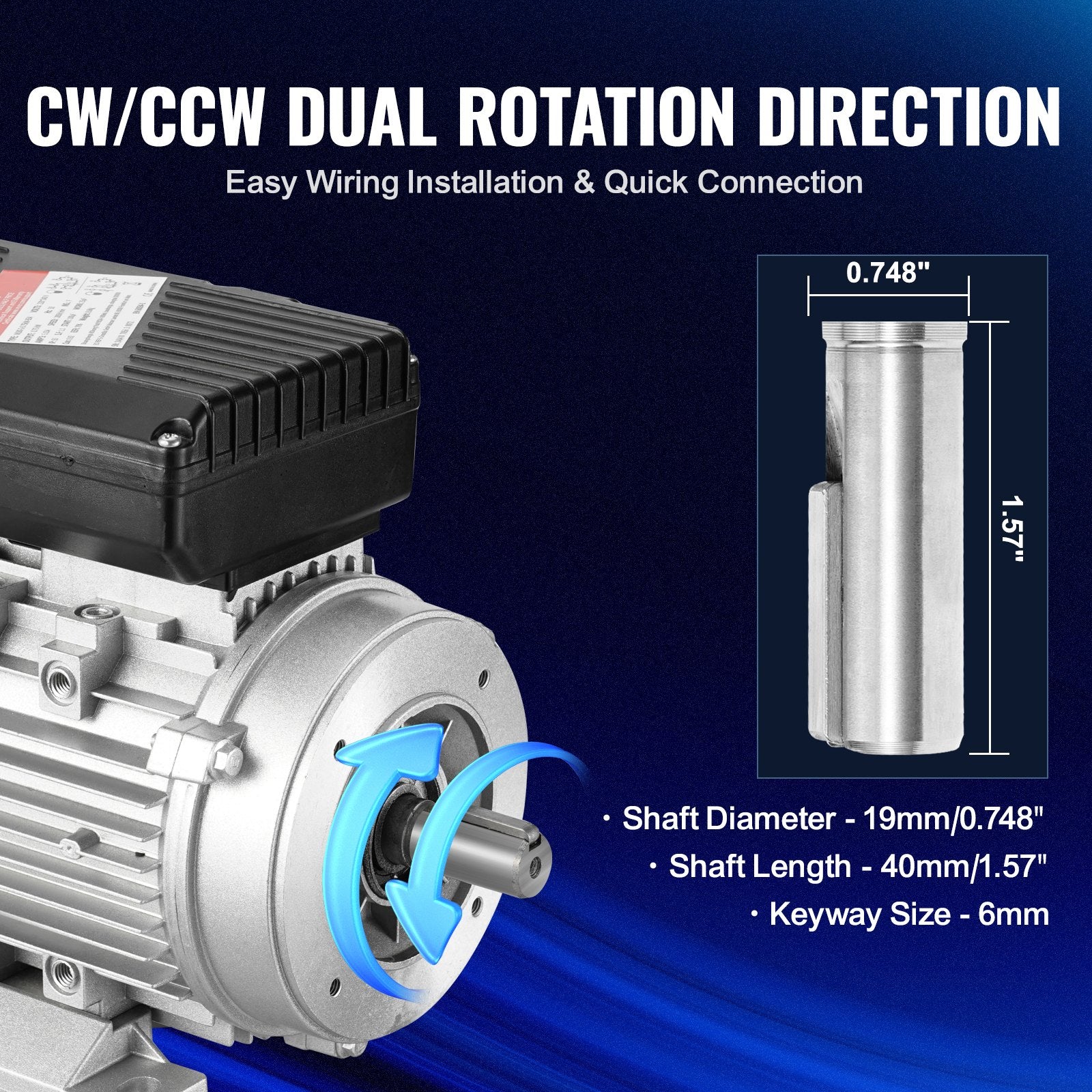 Basketball & Basketball Accessories: VEVOR 2.2KW Electric Motor 2800 rpm, AC 220~240V 13.8A, 90L, B3 Frame, Air Compressor Motor Single Phase, 24mm Keyed Shaft, CW/CCW Rotation for Agricultural Machinery and General Equipment