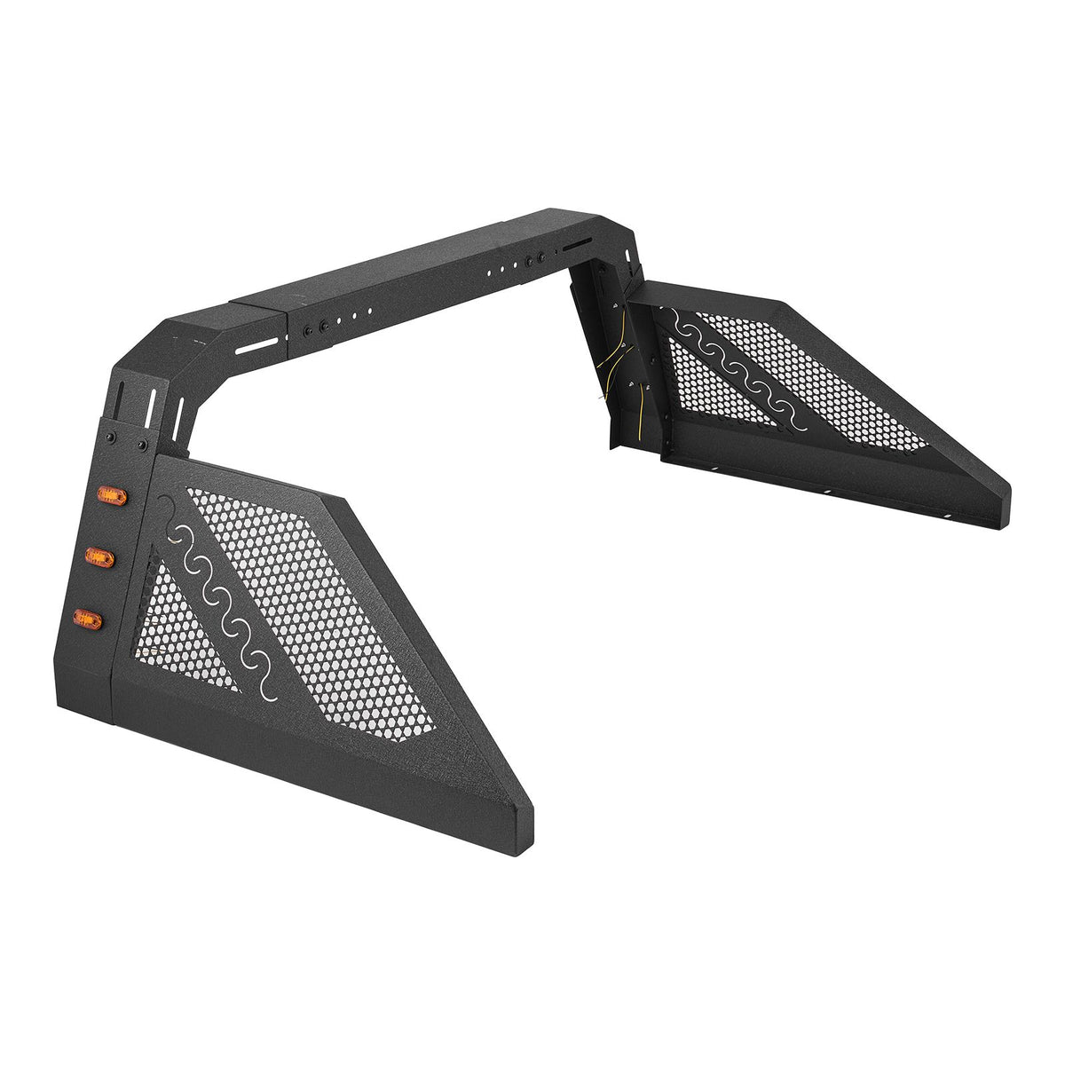 Truck Bed Roll Bar, Universal Pickup Sport Adjustable Bar Chase Rack Compatible with Full-Size Truck, Carbon Steel Construction with 6 Amber Auxiliary Lights, No Rack Included