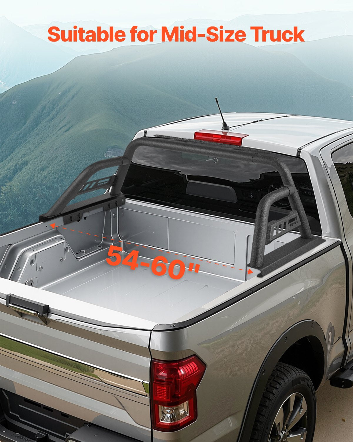 Kitchen & Bathroom DIY: VEVOR Truck Bed Roll Bar Universal Chase Rack for Mid-Size Pickup Carbon Steel