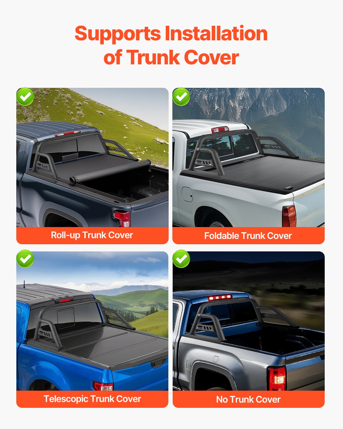 Kitchen & Bathroom DIY: VEVOR Truck Bed Roll Bar Universal Chase Rack for Mid-Size Pickup Carbon Steel