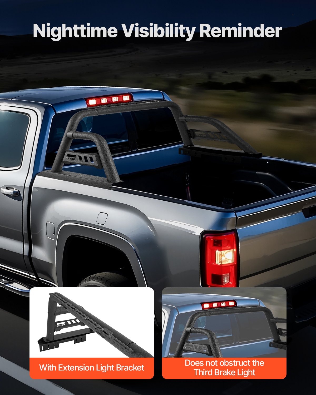 Kitchen & Bathroom DIY: VEVOR Truck Bed Roll Bar Universal Chase Rack for Mid-Size Pickup Carbon Steel