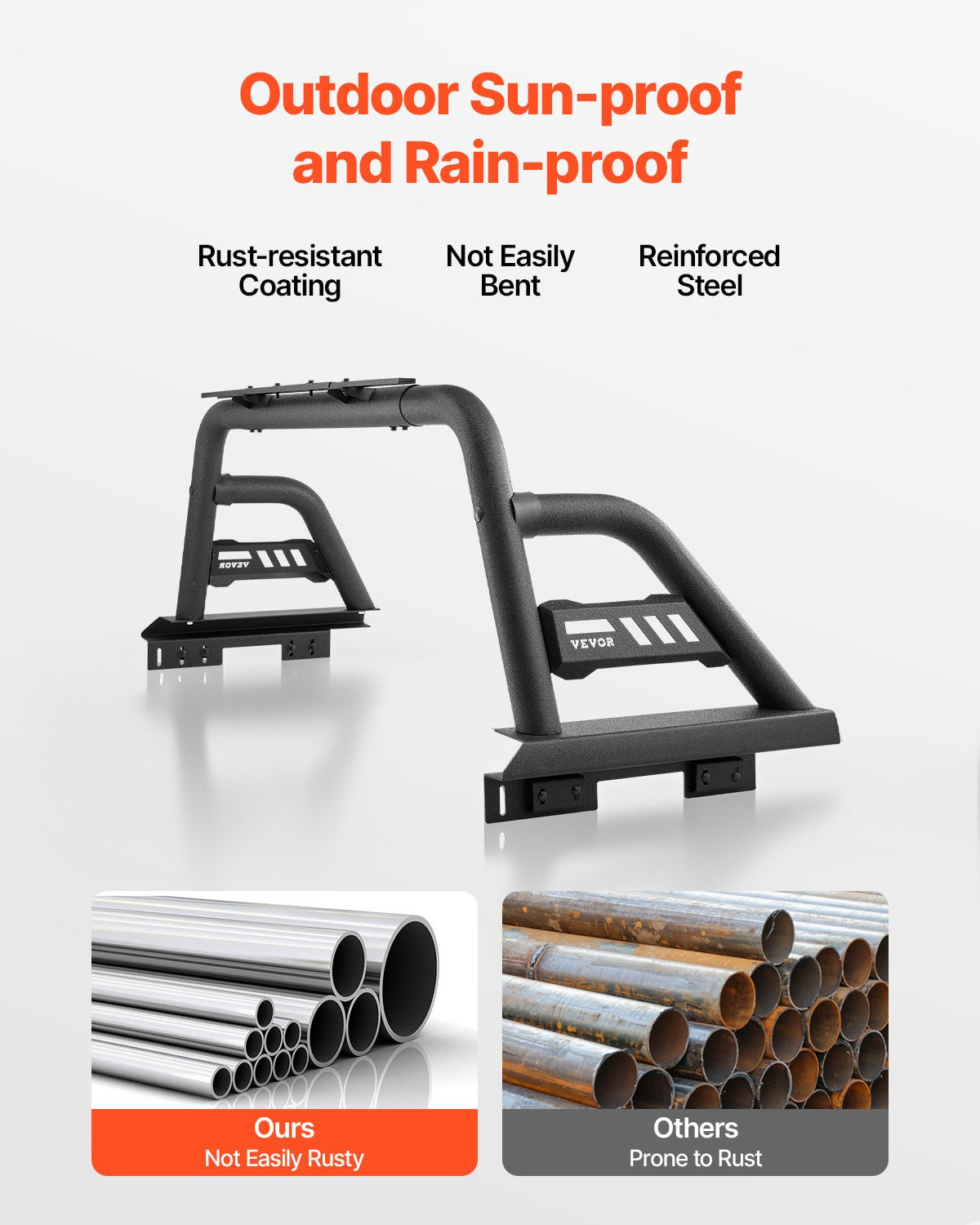 Kitchen & Bathroom DIY: VEVOR Truck Bed Roll Bar Universal Chase Rack for Mid-Size Pickup Carbon Steel