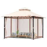 Canopies & Gazebos: VEVOR Patio Gazebo for 6-8 Person, 3.05 x 3.05 m Backyard Gazebo, with Mosquito Netting, Metal Frame, and PU Coated 180G Polyester, Outdoor Canopy Shelter for Patio, Backyard, Lawn, Garden, Deck