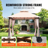 Canopies & Gazebos: VEVOR Patio Gazebo for 6-8 Person, 3.05 x 3.05 m Backyard Gazebo, with Mosquito Netting, Metal Frame, and PU Coated 180G Polyester, Outdoor Canopy Shelter for Patio, Backyard, Lawn, Garden, Deck