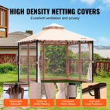 Canopies & Gazebos: VEVOR Patio Gazebo for 6-8 Person, 3.05 x 3.05 m Backyard Gazebo, with Mosquito Netting, Metal Frame, and PU Coated 180G Polyester, Outdoor Canopy Shelter for Patio, Backyard, Lawn, Garden, Deck