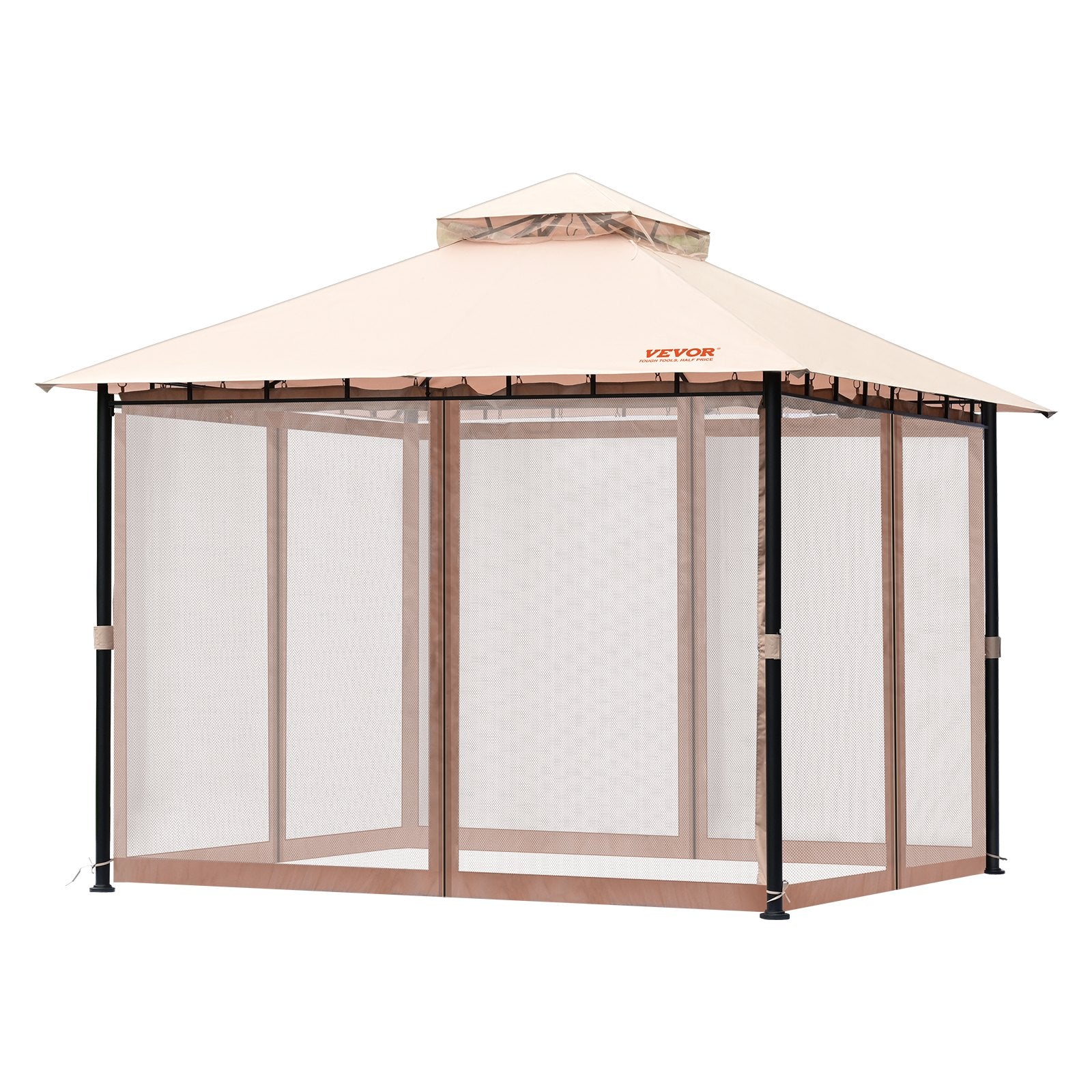 Patio Gazebo for 6-8 Person, 3.05 x 3.05 m Backyard Gazebo, with Mosquito Netting, Metal Frame, and PU Coated 180G Polyester, Outdoor Canopy Shelter for Patio, Backyard, Lawn, Garden, Deck