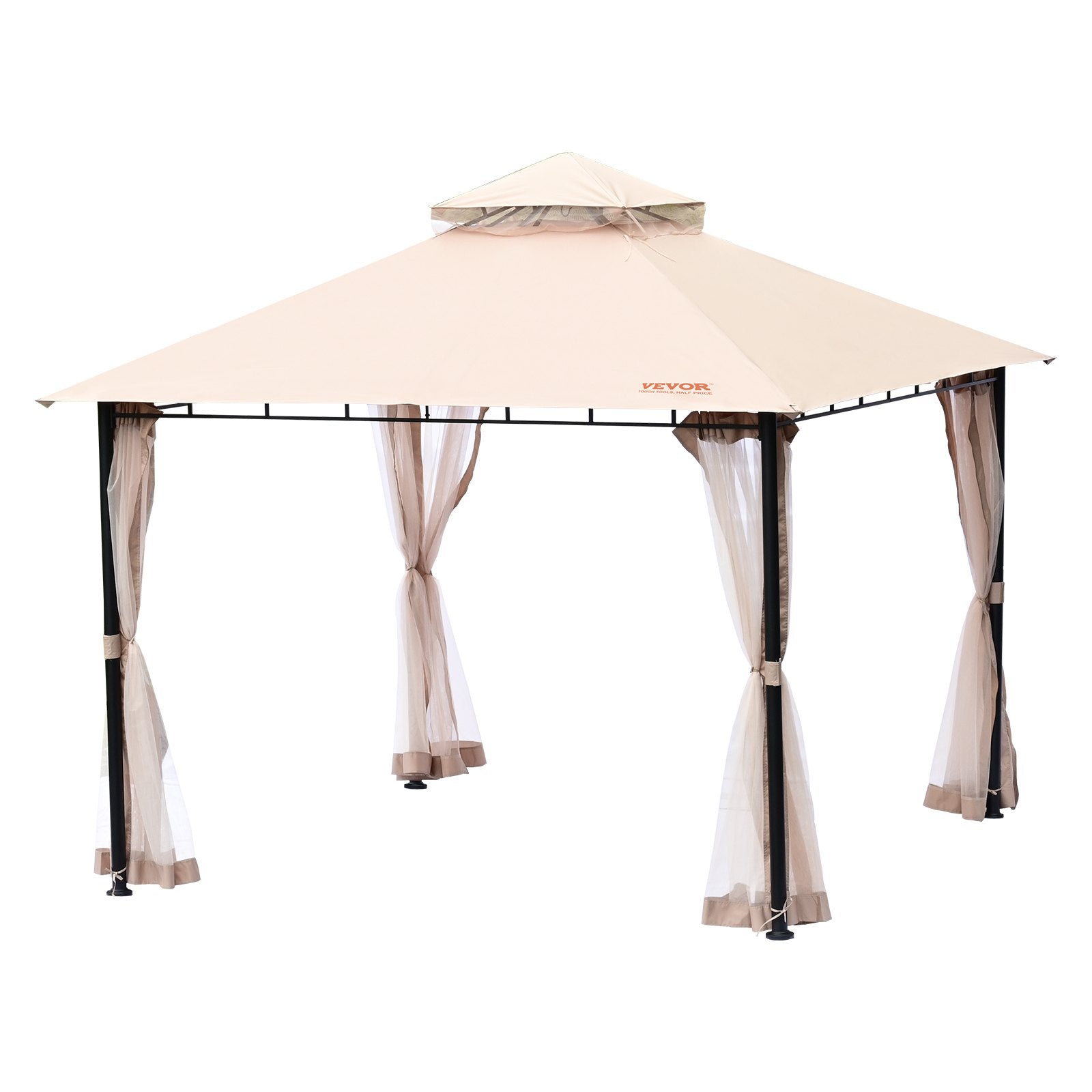 Patio Gazebo for 6-8 Person, 3.05 x 3.05 m Backyard Gazebo, with Mosquito Netting, Metal Frame, and PU Coated 180G Polyester, Outdoor Canopy Shelter for Patio, Backyard, Lawn, Garden, Deck