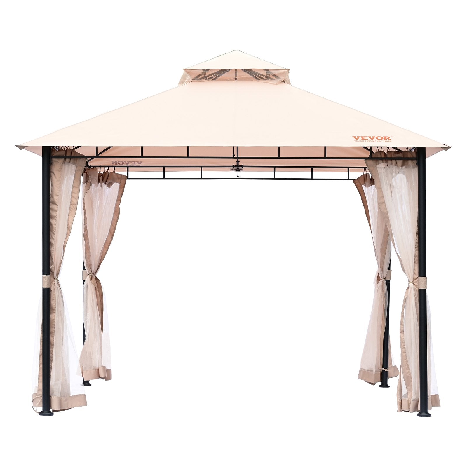 Patio Gazebo for 6-8 Person, 3.05 x 3.05 m Backyard Gazebo, with Mosquito Netting, Metal Frame, and PU Coated 180G Polyester, Outdoor Canopy Shelter for Patio, Backyard, Lawn, Garden, Deck