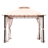 Canopies & Gazebos: VEVOR Patio Gazebo for 6-8 Person, 3.05 x 3.05 m Backyard Gazebo, with Mosquito Netting, Metal Frame, and PU Coated 180G Polyester, Outdoor Canopy Shelter for Patio, Backyard, Lawn, Garden, Deck