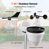 Gardening Tools: VEVOR 7-in-1 Wi-Fi Weather Station 177.8 mm TFT Display Wireless Outdoor Sensor
